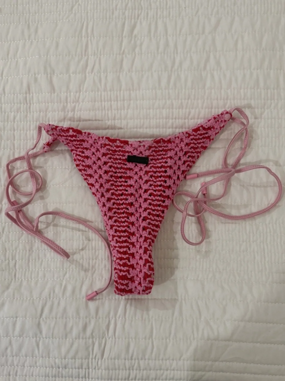 triangl swimwear Pink Crochet Triangle String Bikini